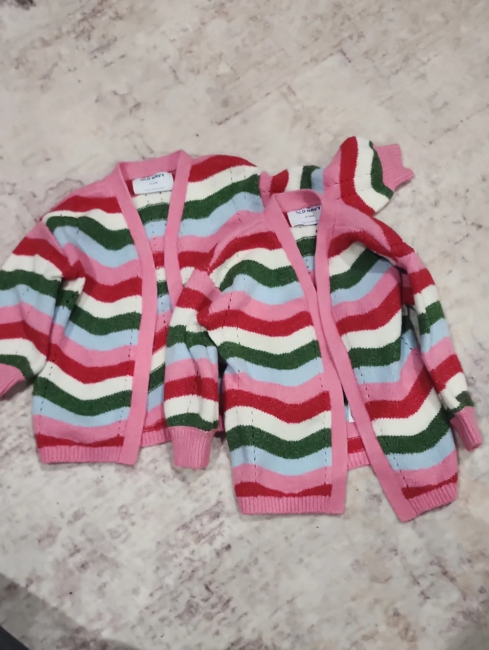 Old Navy Pink Wavy Stripe Knit Cardigans - Set of 2